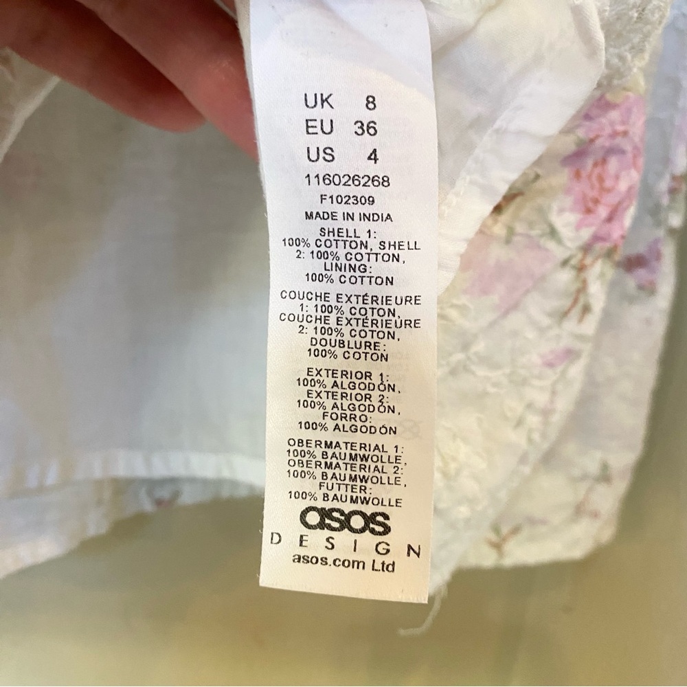ASOS Edition Floral Embroidered Puff Sleeve Mini Dress - Picture 15 of 16